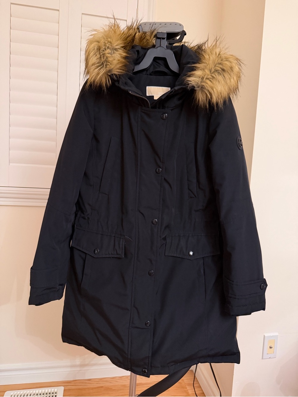 MICHAEL Michael Kors Black Parka with Faux Fur Trim
